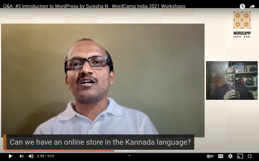 Suresha N Speaking at a WordCamp India workshop in Kannada