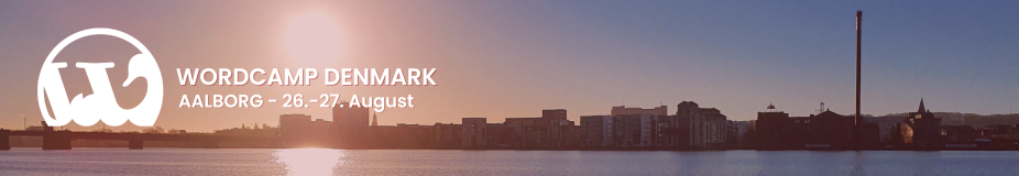 WordCamp Denmark banner with image of cityscape